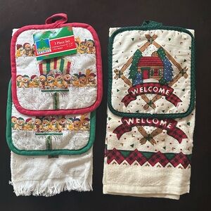 (2) Festive Holiday Kitchen Towel Sets, NWT